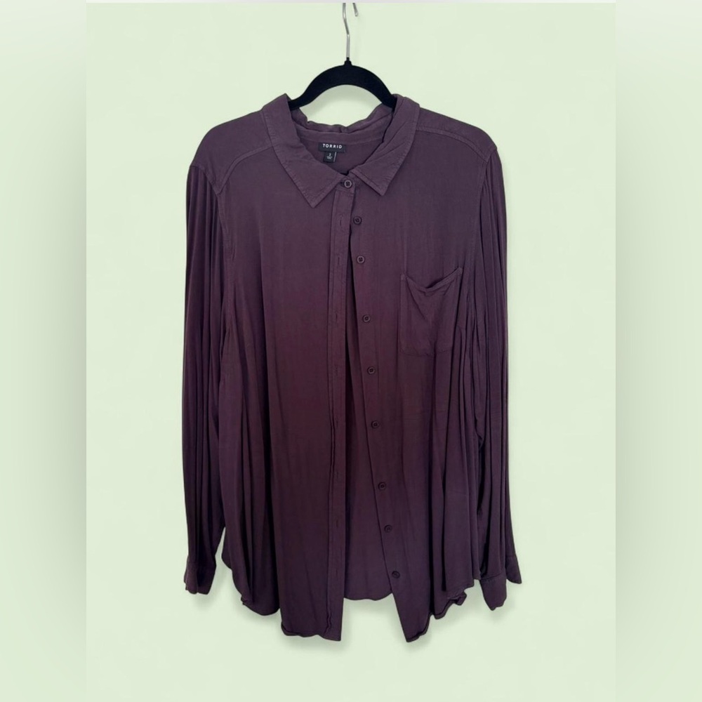 Torrid Plum Button-Front Collared Top